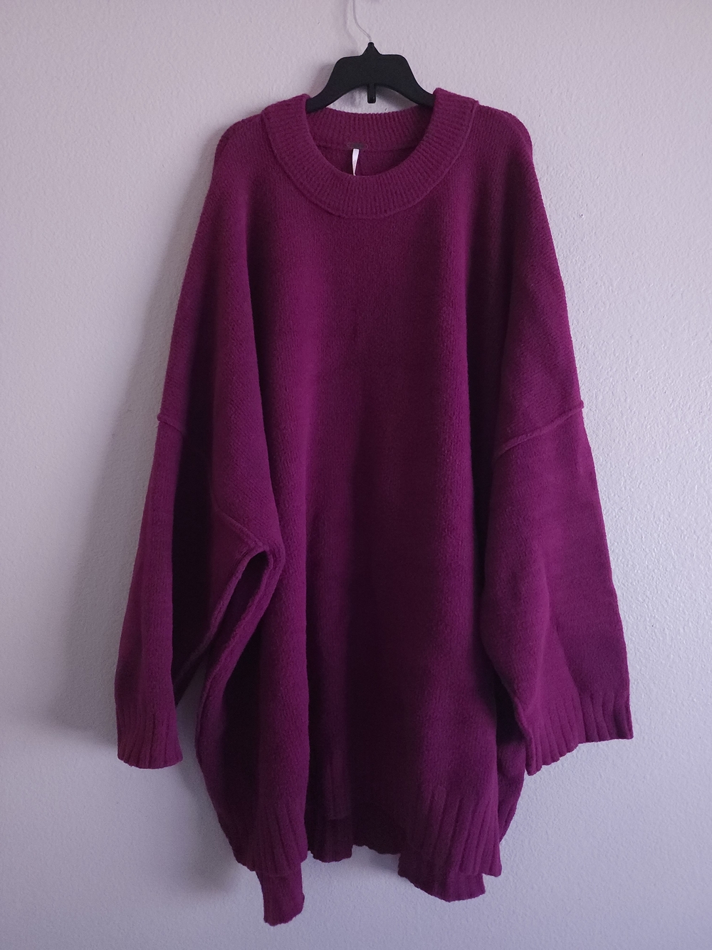 Free People Ottoman Slouchy Tunic Sweater Magenta Plum Purple XL Oversized